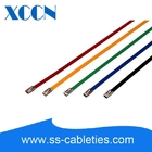7.9*0.25*200mm 201,304,316 grade colorized epoxy polyester ball-lock plastic coated stainless steel cable ties