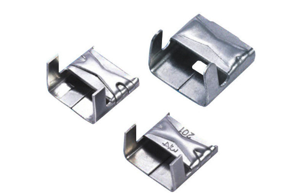 L Type Stainless Steel Buckle , Steel Banding Clips Oxidation Resistant