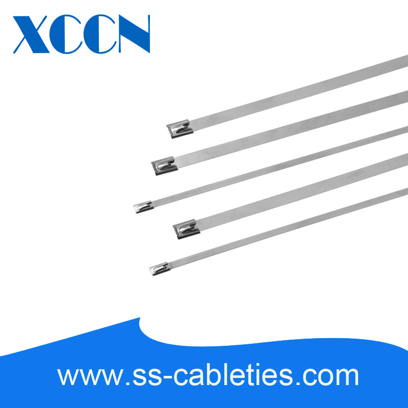 12*0.4*350mm 201,304,316 grade self-locking ball lock stainless steel cable tie with fireproof