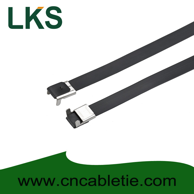 PVC coated L type stainless steel cable ties-Wing Lock type